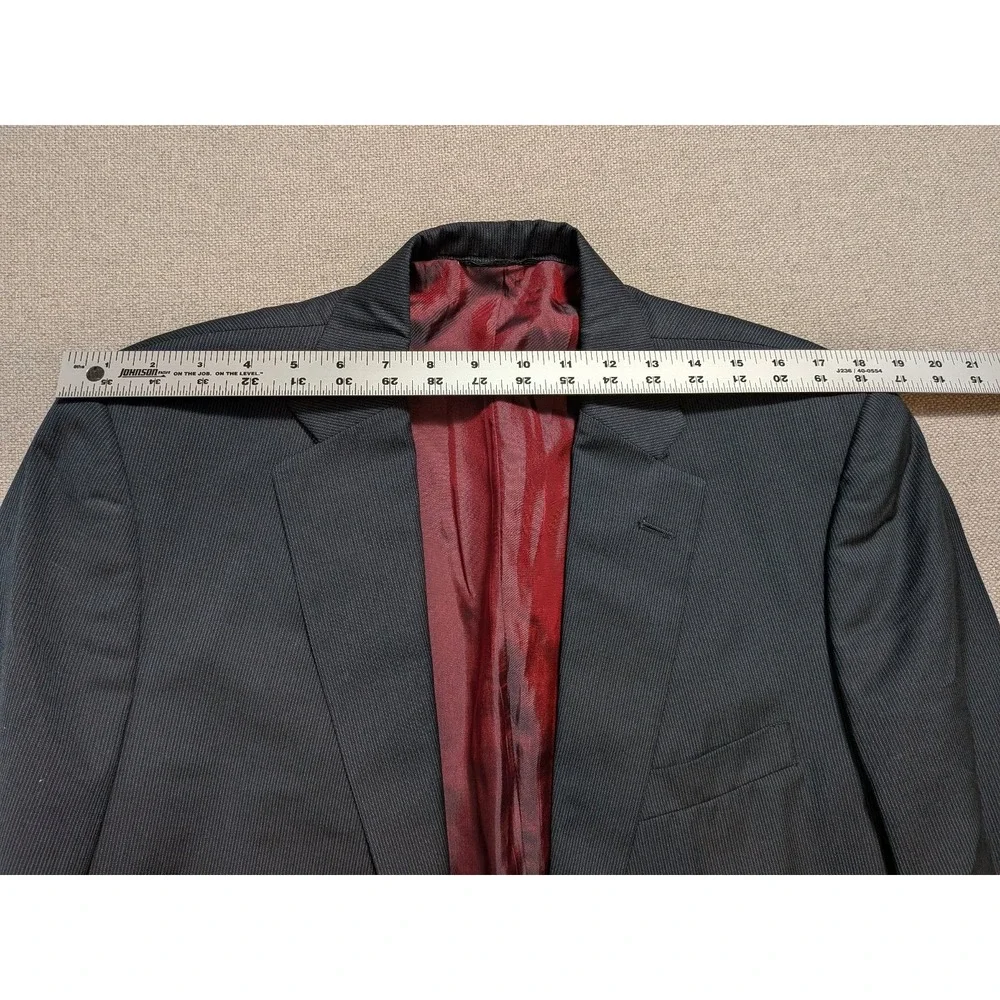 Tom James Men's Blazer 40R Charcoal Pinstripe Wool Executive Collection Vintage
